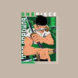 Свитшот хлопковый мужской Ван-Пис One Piece, Зоро Ророноа Zoro Roronoa с над, цвет: миндальный — фото 2