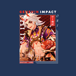 Свитшот хлопковый мужской Итто Аратаки Arataki Itto, Genshin Impact Геншин и, цвет: тёмно-синий — фото 2