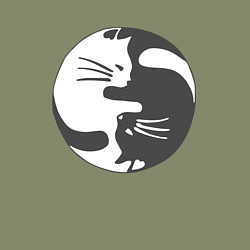 Свитшот хлопковый мужской Коты инь янь 01, цвет: авокадо — фото 2