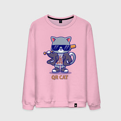 Свитшот хлопковый мужской QR Кот, цвет: светло-розовый