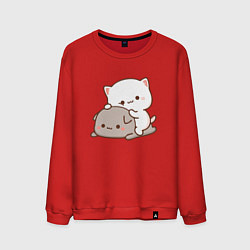 Свитшот хлопковый мужской Котики играют 02, цвет: красный
