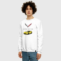 Свитшот хлопковый мужской Chevrolet Corvette motorsport, цвет: белый — фото 2