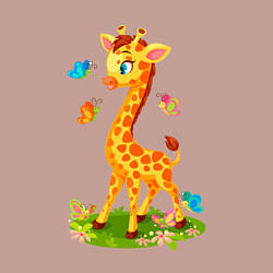 Свитшот хлопковый мужской Жираф с бабочками, цвет: пыльно-розовый — фото 2