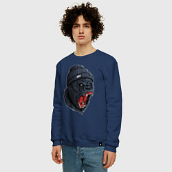 Свитшот хлопковый мужской Scream gorilla, цвет: тёмно-синий — фото 2
