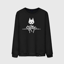 Свитшот хлопковый мужской Stray: White Logo, цвет: черный