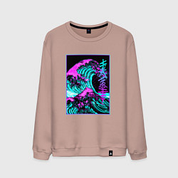 Свитшот хлопковый мужской НЕОНОВАЯ ВОЛНА, ЯПОНИЯ, ФУДЗИЯМА JAPAN NEON, цвет: пыльно-розовый