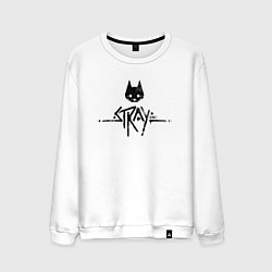 Свитшот хлопковый мужской Stray: Black Logo, цвет: белый