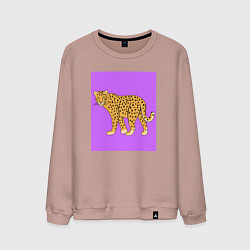 Свитшот хлопковый мужской Леопард на лиловом, цвет: пыльно-розовый
