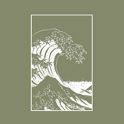 Свитшот хлопковый мужской Japan waves Японская волна, цвет: авокадо — фото 2