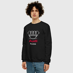 Свитшот хлопковый мужской Audi rules, цвет: черный — фото 2