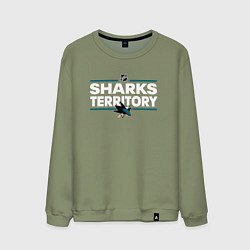 Свитшот хлопковый мужской SHARKS TERRITORY САН-ХОСЕ ШАРКС, цвет: авокадо