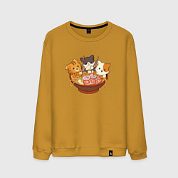 Свитшот хлопковый мужской Kawaii Cat Ramen, цвет: горчичный