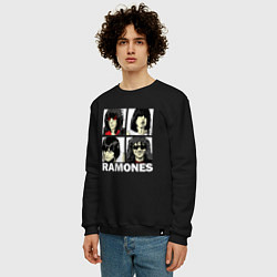 Свитшот хлопковый мужской Ramones, Рамонес Портреты, цвет: черный — фото 2