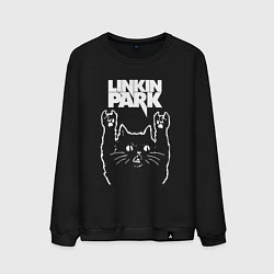 Свитшот хлопковый мужской Linkin Park, Линкин Парк, Рок кот, цвет: черный