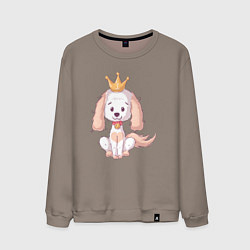 Свитшот хлопковый мужской Собачка с короной, цвет: утренний латте