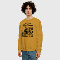 Свитшот хлопковый мужской Мотоцикл на заказ, цвет: горчичный — фото 2