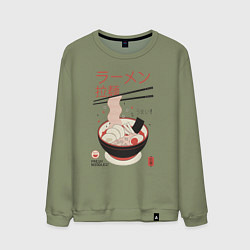 Свитшот хлопковый мужской Японский стиль рамен, цвет: авокадо