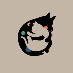 Свитшот хлопковый мужской Обнимашки волк и кошка, цвет: миндальный — фото 2