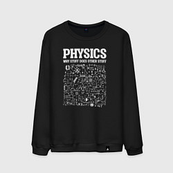 Свитшот хлопковый мужской Физика, почему одни вещи делают другие вещи, цвет: черный