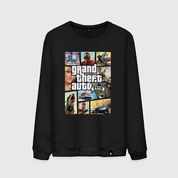 Свитшот хлопковый мужской GTA V Logos, цвет: черный