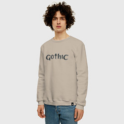 Свитшот хлопковый мужской Gothic logo, цвет: миндальный — фото 2