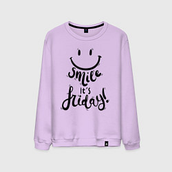 Свитшот хлопковый мужской Улыбнись, сегодня пятница!, цвет: лаванда