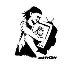 Свитшот хлопковый мужской BANKSY БЭНКСИ девочка, цвет: белый — фото 2