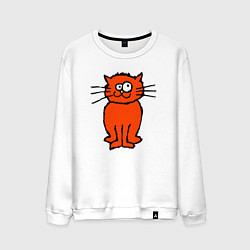 Свитшот хлопковый мужской Забаный красный кот, цвет: белый