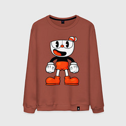 Свитшот хлопковый мужской Cuphead красная чашечка, цвет: кирпичный