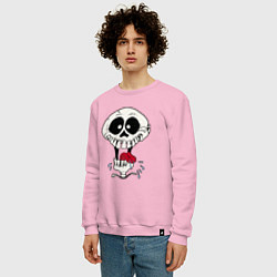 Свитшот хлопковый мужской Smile Hype Skull, цвет: светло-розовый — фото 2