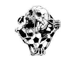 Свитшот хлопковый мужской Скелет, разрывающий футбольный мяч, цвет: белый — фото 2