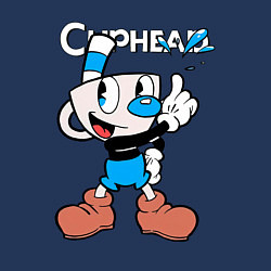 Свитшот хлопковый мужской Синяя чашка Cuphead, цвет: тёмно-синий — фото 2