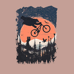 Свитшот хлопковый мужской Лунный Медведь Райдер, цвет: пыльно-розовый — фото 2