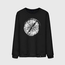 Свитшот хлопковый мужской Компас и Походы, цвет: черный