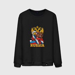Свитшот хлопковый мужской Хоккей - Russia, цвет: черный