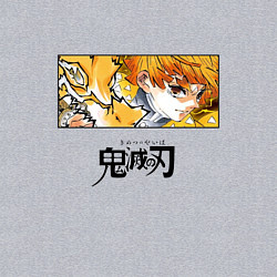 Свитшот хлопковый мужской Клинок, рассекающий демонов Зеницу лого, цвет: меланж — фото 2