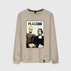 Свитшот хлопковый мужской Placebo рок-группа, цвет: миндальный