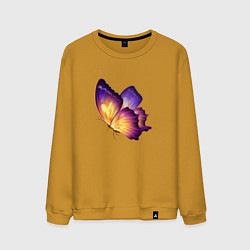 Свитшот хлопковый мужской Красивая бабочка A very beautiful butterfly, цвет: горчичный