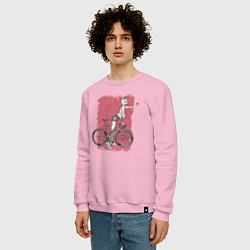 Свитшот хлопковый мужской Bike punk cats, цвет: светло-розовый — фото 2