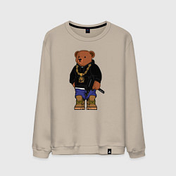 Свитшот хлопковый мужской Gangsta bear Крутой мишка, цвет: миндальный