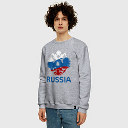 Свитшот хлопковый мужской Russia, цвет: меланж — фото 2