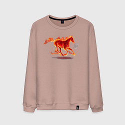 Свитшот хлопковый мужской Fire horse огненная лошадь, цвет: пыльно-розовый