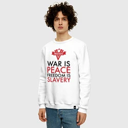 Свитшот хлопковый мужской War is peace freedom is slavery, цвет: белый — фото 2