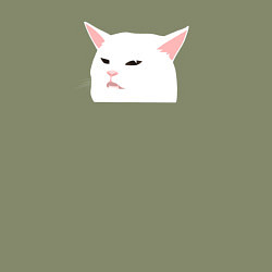 Свитшот хлопковый мужской Белый кот из мема, цвет: авокадо — фото 2