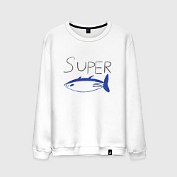 Свитшот хлопковый мужской Super tuna jin, цвет: белый