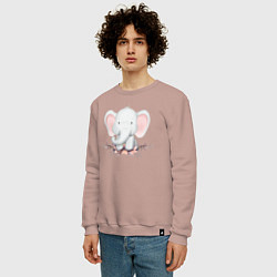 Свитшот хлопковый мужской Милый Слонёнок С Цветами, цвет: пыльно-розовый — фото 2