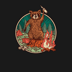 Свитшот хлопковый мужской Винтажный енот на отдыхе Camping Raccoon, цвет: черный — фото 2