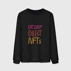 Свитшот хлопковый мужской Eat Sleep Collect NFTs, цвет: черный