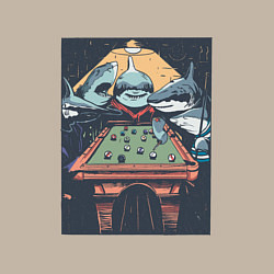 Свитшот хлопковый мужской Акулы играют в бильярд Sharks Playing Pool, цвет: миндальный — фото 2