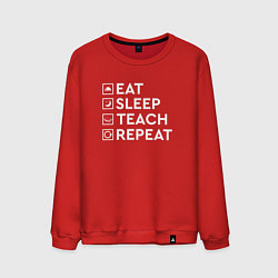 Свитшот хлопковый мужской Eat sleep TEACH repeat, цвет: красный